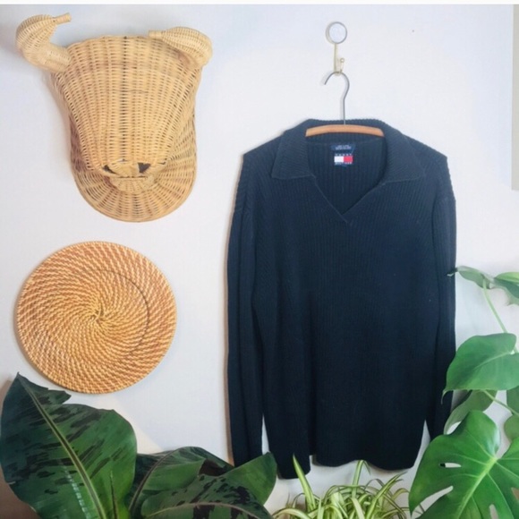 vsco 90s ribbed Tommy Hilfiger oversized sweater - Picture 2 of 8